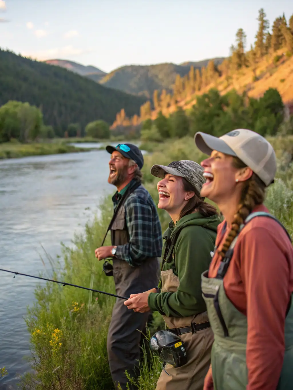 A vibrant photo of an ASCA community event, with members participating in a fishing tournament and enjoying camaraderie by the river.